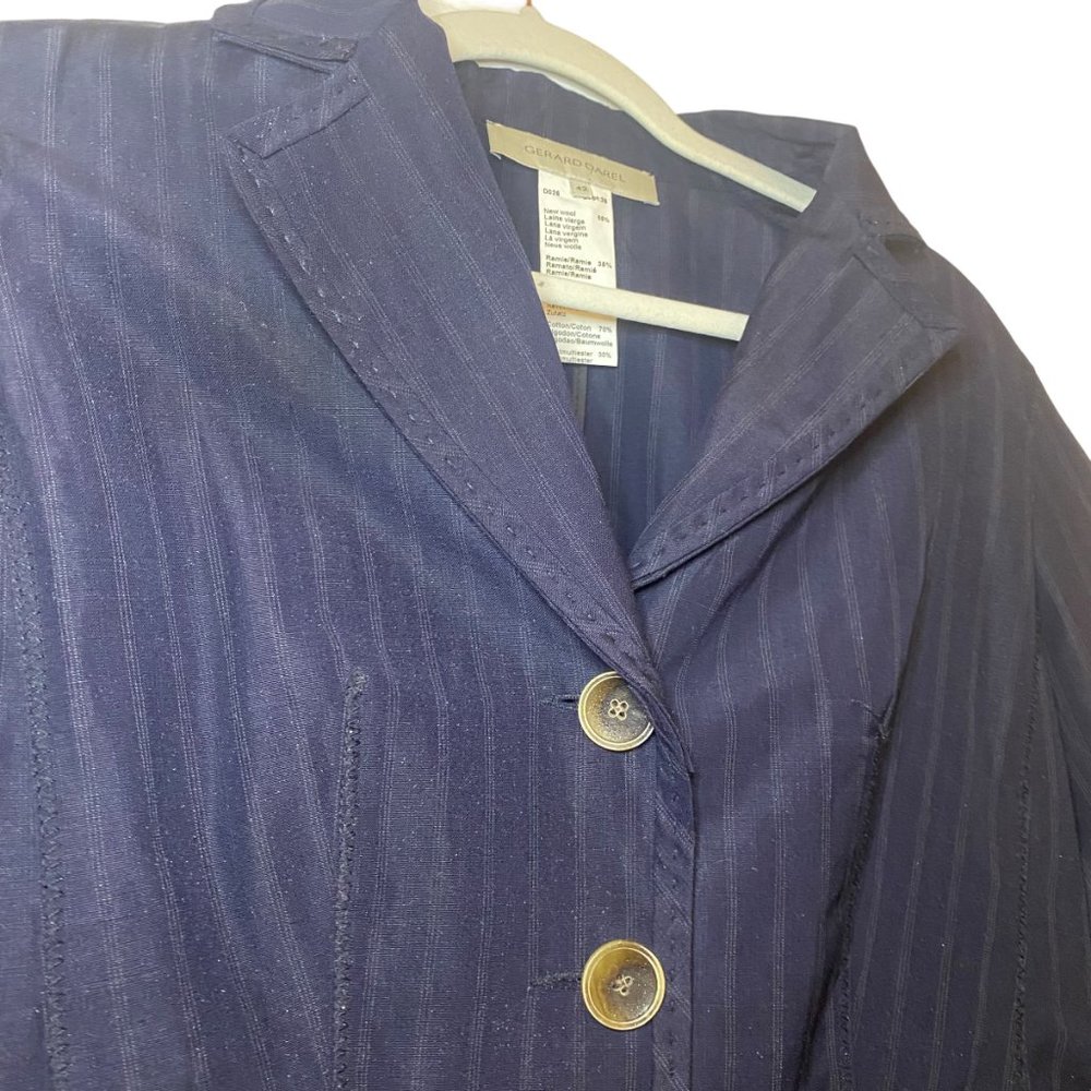 Gerard Darel Navy Wool Blazer Size FR 42/ US 10 - Picture 7 of 9